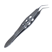 Precision Nevyas Style Utrata Capsulorhexis Forceps With 3 Hole Handle, Long Extremely Thin Shafts Angled 11mm From Bend To Tip, Small Sharp Cystotome Tips, And An Overall Length Of 4" (100mm) 